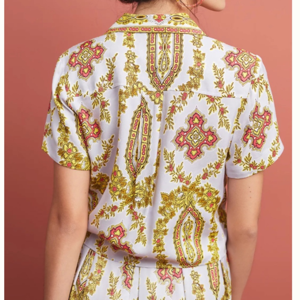 ⭐️Echarpe Button Down Chic Girly Hipster Hippie Paisley Boho Bohemian Classy Top - Picture 7 of 9